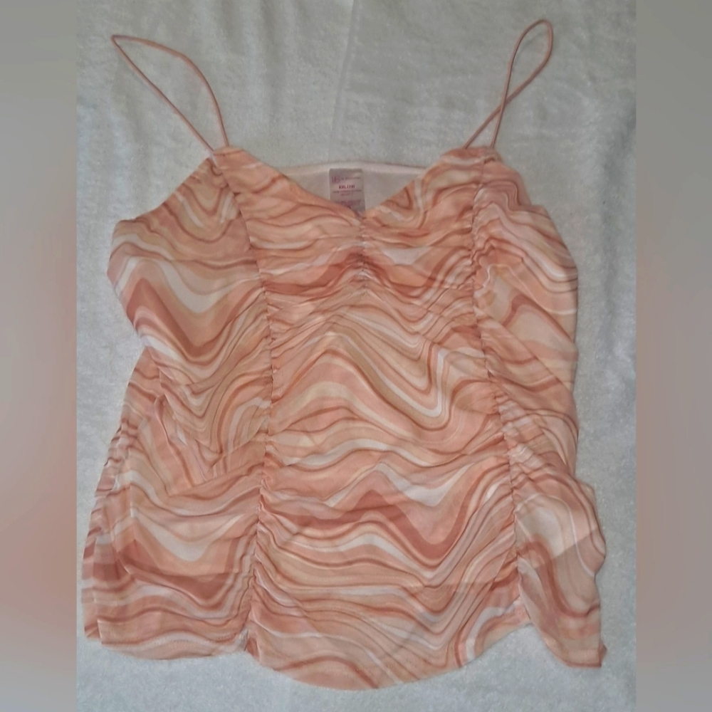 Women's peach and white spaghetti strap tank top